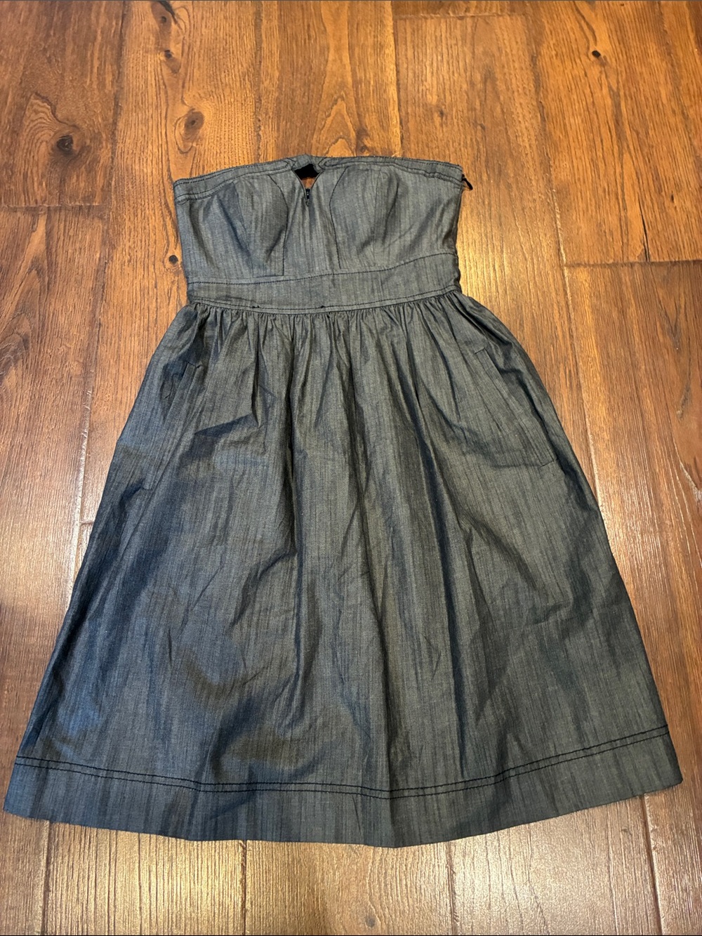 Calvin Klein Strapless Chambray Blue Dress